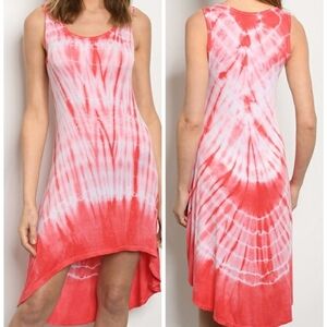 FIANCEE CORAL TANK TOP HIGH LOW TIE DYE DRESS